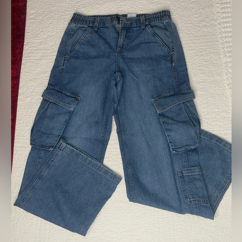 H&M Denim Wide Leg Cargo Jeans